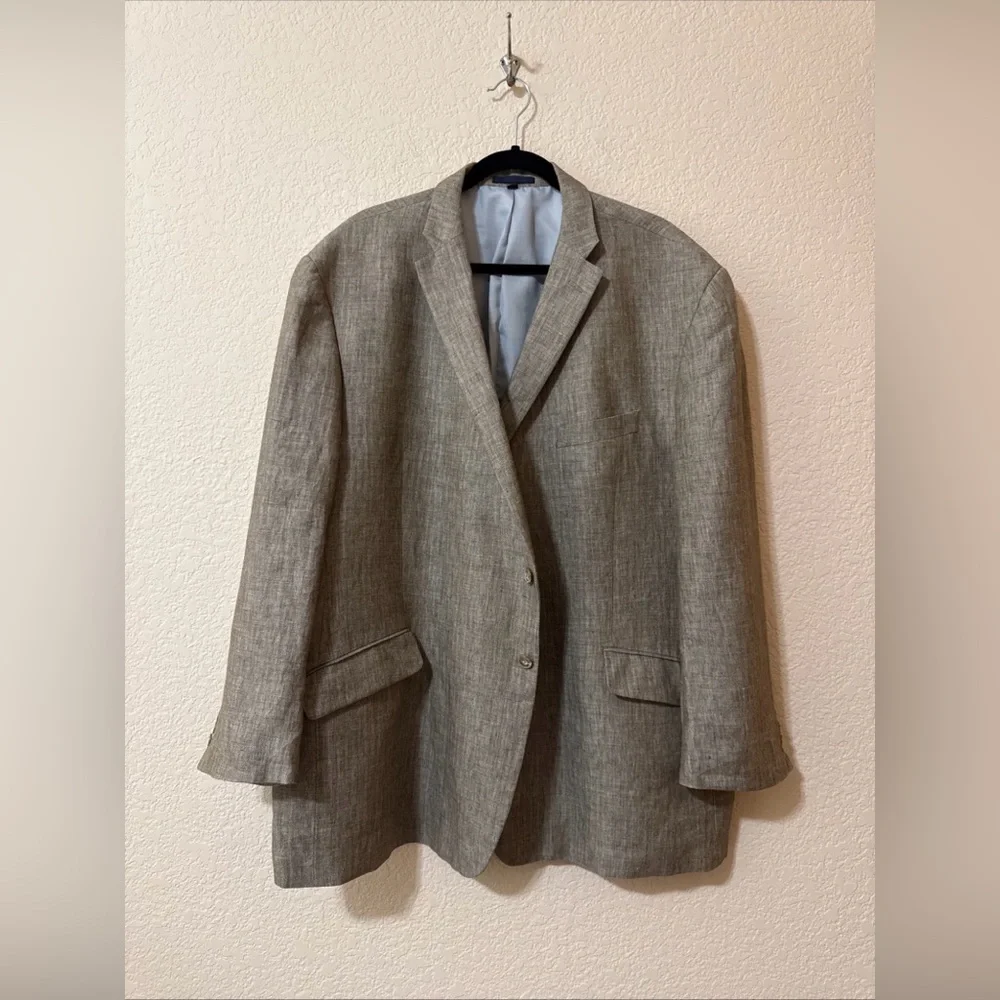 JOS A‎ BANK Tailored Fit Linen Light Brown Two Button Blazer Sport Coat Sz 52R
